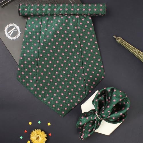 Kavove The Elegant Floral Green Cravat & Pocket Square set - Image 2