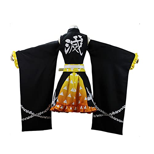 Juejuezi New Women Cosplay Costume Kimono Dress Halloween Off Shoulder Skirt Outfit Adult (S, Yellow) - Image 4