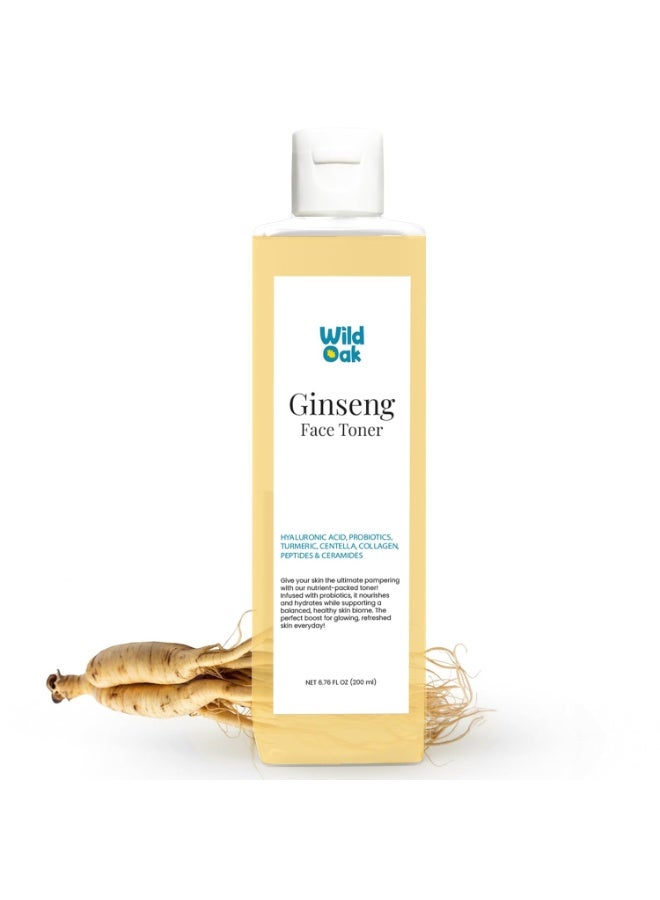 WILD OAK WildOak Korean Ginseng Essence Water Toner with Probiotics, Hyaluronic Acid, Collagen, Peptides & Ceramides | Deep Hydration & Anti-Aging Benefits | K-Beauty Hydrating Toner for Radiant Skin | 200ml - Image 1