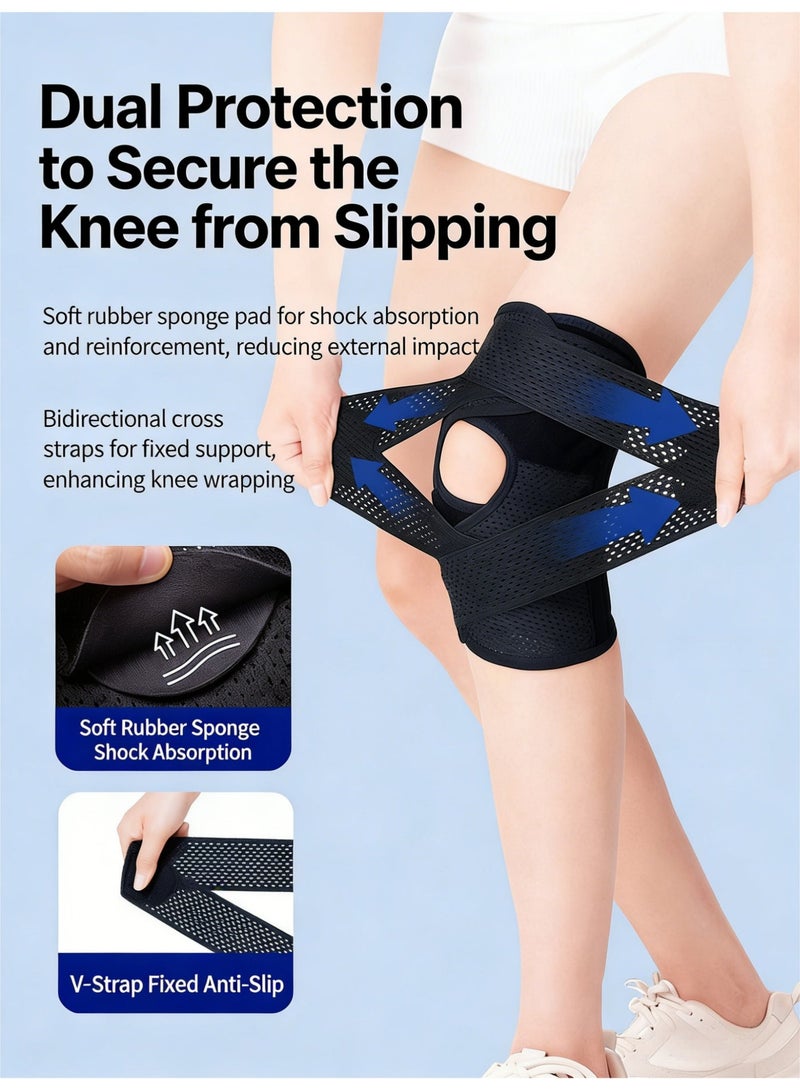 Gonice Professional Knee Brace with 4 Memory Spring Support & V-Strap Stabilization - Breathable Compression Sleeve for Joint Pain Relief & Injury Recovery - Image 2