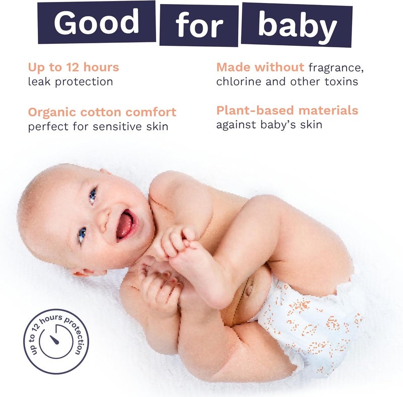 Pura Size 4 EcoFriendly Diapers 1831 lbs Hypoallergenic Soft Organic Cotton Sustainable up to 12 Hours Leak Protection Allergy UK Recyclable Packaging 6 Packs of 22 132 Diapers - Image 3