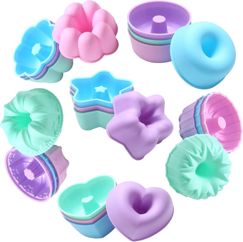To encounter 24Pack Silicone Molds, Nonstick 3 inches Donut Mold, Silicone Baking Cups, Donut Pan, Muffin, Jello, Bagel Pan, Oven- Microwave- Dishwasher Safe - Image 1