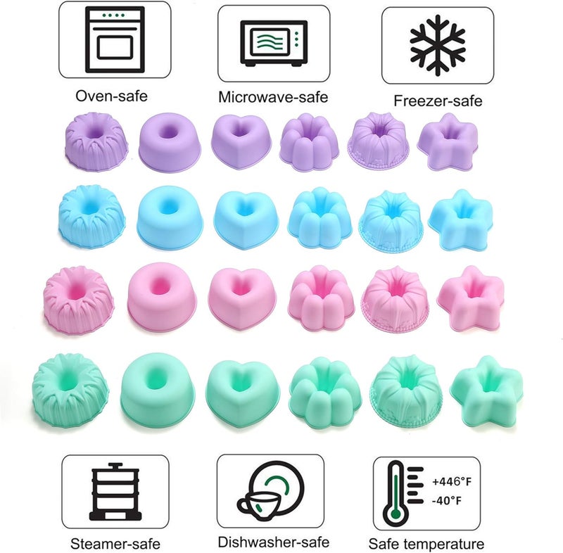 To encounter 24Pack Silicone Molds, Nonstick 3 inches Donut Mold, Silicone Baking Cups, Donut Pan, Muffin, Jello, Bagel Pan, Oven- Microwave- Dishwasher Safe - Image 4
