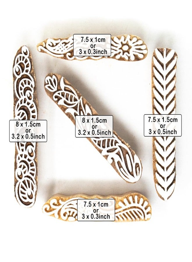 TwoGrams | Set of 5 | Wooden Stamp Block, Printing Stamp Design Set | Block for Printing Saree Border | Dresses, Craft Card Making, Scrapbook, Clay Pottery - Image 4