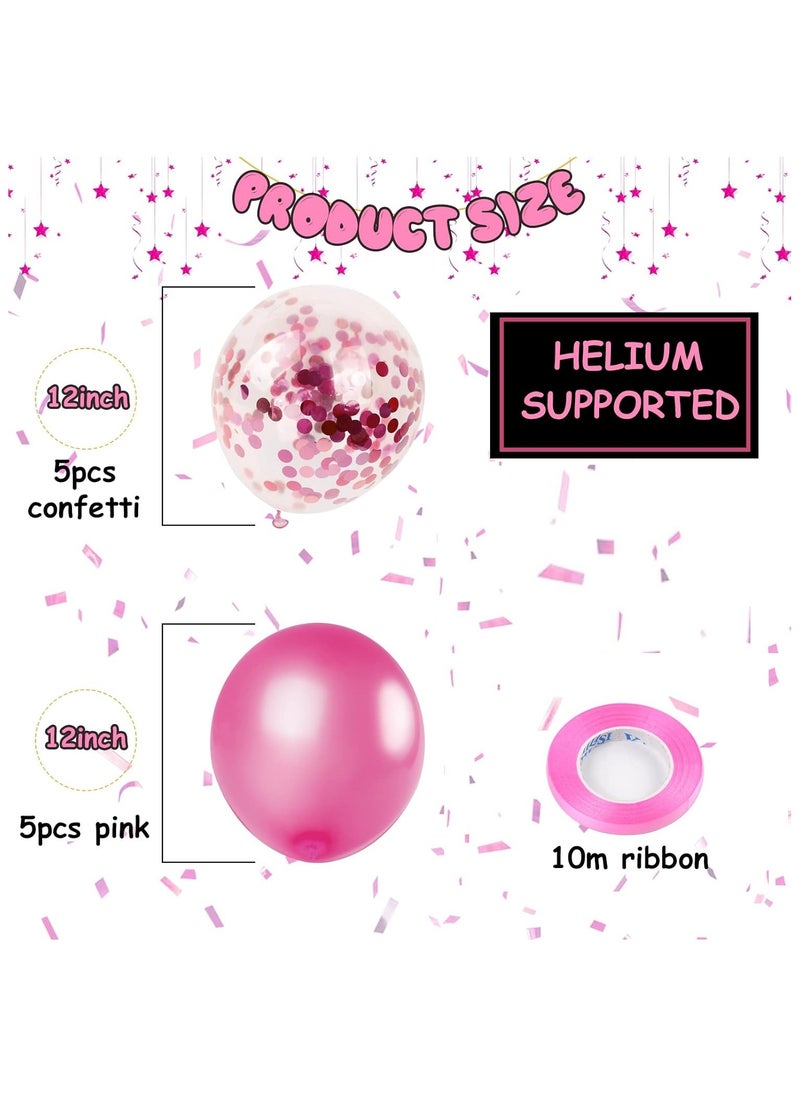 Home zone 40 Inch Pink Number 1 Balloon 1st Birthday Balloons 10Pcs Pink Latex & Confetti Balloons for Baby Boy Girl 1st Birthday Party Decorations Anniversary  - Image 3