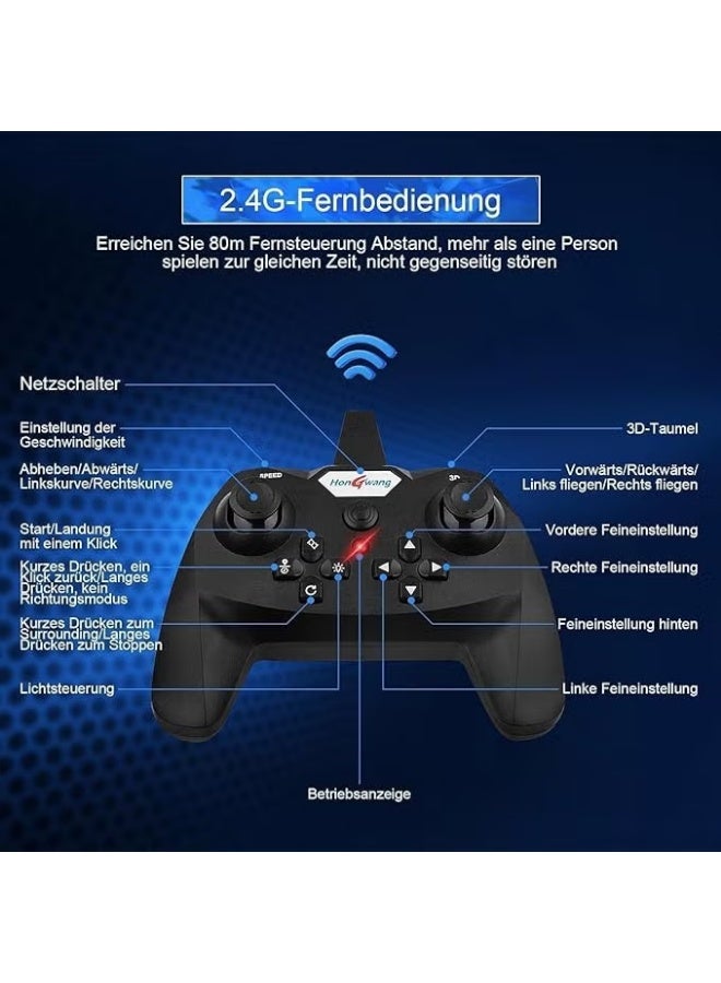Remote Control Jet Fighter Drone for Kids – 2.4GHz RC Airplane with 360° Flips, LED Lights, One-Key Takeoff & Landing, Indoor/Outdoor Flight, Rechargeable Battery, Durable Foam Aircraft Toy - Image 2