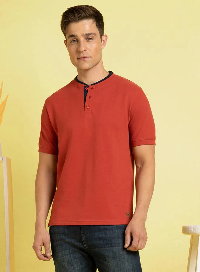 Dennis Lingo Men's Chilly Oil Pique Solid Pattern Regular Fit T-Shirt