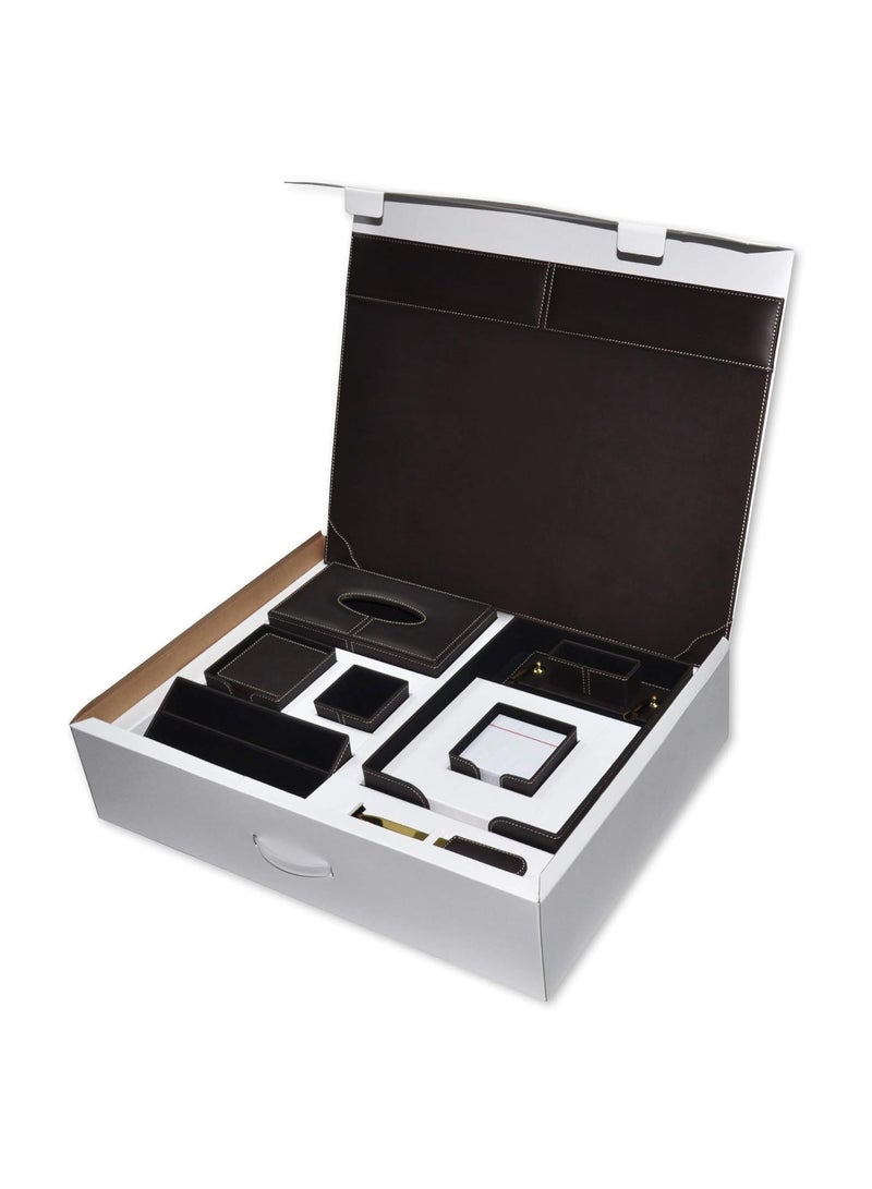 FIS طقم مكتب تنفيذي من FIS مكون من 9 قطع من جلد PU الإيطالي، بني داكن - FSDS172DBR - Image 2