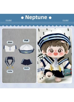 20cm Doll Clothes Men's 20cm Cotton Doll Clothes Normal Chubby Body Exquisite High Face Value Handsome Cool Men's Doll Clothes-Specifications:20cm Baby Clothes (without Doll)-color:Little Navy (hat + Shirt + Collar + Pants)