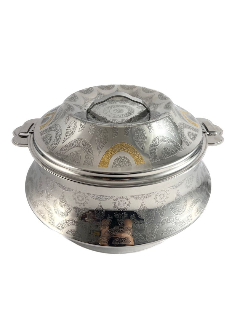 Homemaker Orcus Hotpot 5000ml Capacity - Unique Locking Lid - High Quality Stainless Steel - Gold  Etching & Silver 