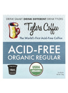 Tylers Coffee Tylers Coffees, Acid-Free Organic Coffee, Regular, 16 Coffee Pods, (8 g) Each  - Image 1