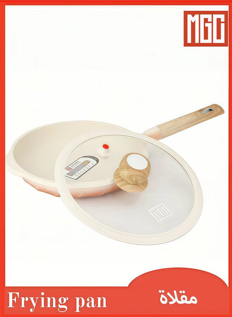 MGC Frying Pan 30CM Aluminium Non-Stick Fry Pan with Glass Lid – Deep Saute Pan for Gas Hob Cooking, Durable Granite Coating, Ergonomic Cool-Touch Handle, Ideal for Frying, Sautéing & Stir-Frying – Orange 30cm - Image 1