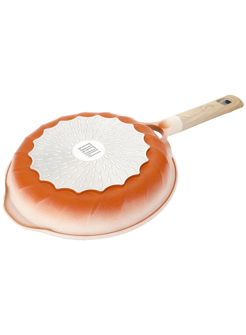 MGC Frying Pan 30CM Aluminium Non-Stick Fry Pan with Glass Lid – Deep Saute Pan for Gas Hob Cooking, Durable Granite Coating, Ergonomic Cool-Touch Handle, Ideal for Frying, Sautéing & Stir-Frying – Orange 30cm - Image 3