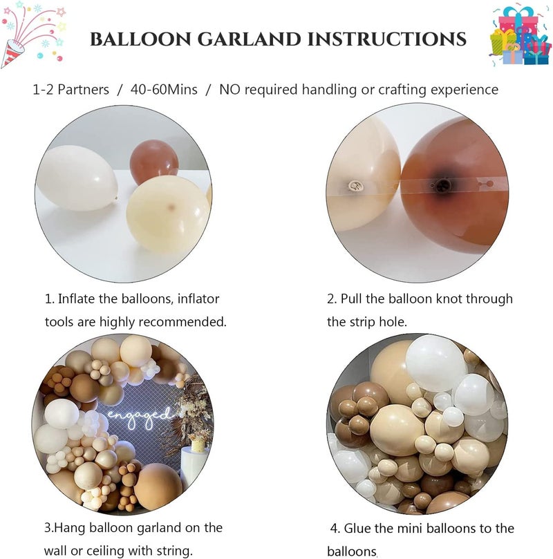 LAZYBEEE 124pcs Balloon Arch Garland Kit Pastel Brown Nude White Balloon for Party Baby Shower Birthday Wedding Decorations Bear Safari Woodland Party Supplies - Image 4