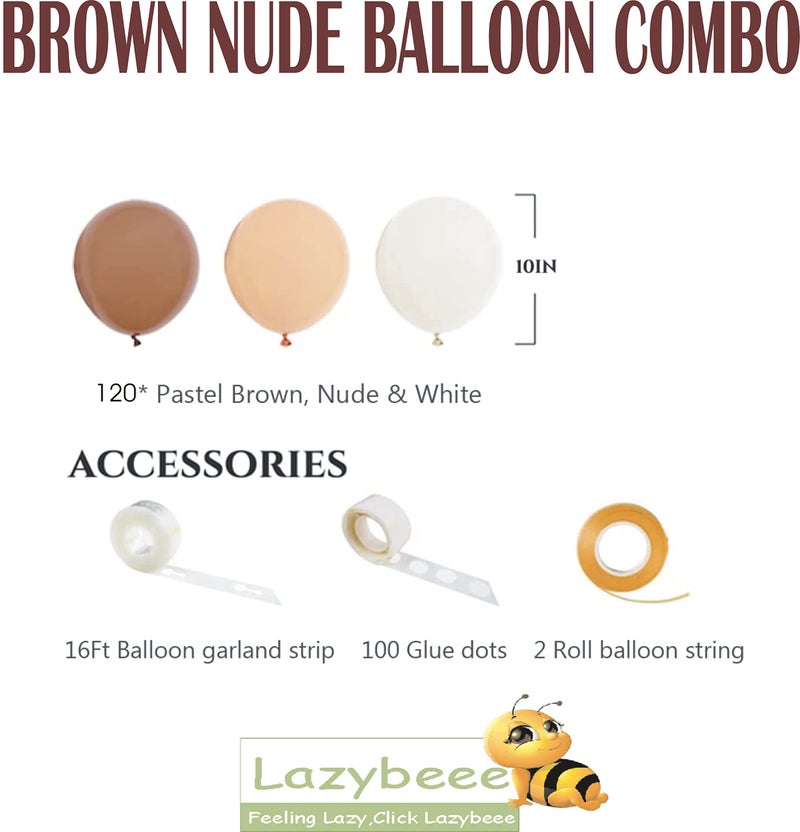 LAZYBEEE 124pcs Balloon Arch Garland Kit Pastel Brown Nude White Balloon for Party Baby Shower Birthday Wedding Decorations Bear Safari Woodland Party Supplies - Image 2