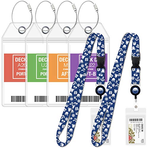 Cruise On Carnival Cruise Luggage Tag Holders (4 Pack) & Lanyards (2 Pack), Large, Clear & Waterproof, Cruise Essentials 2025-2026 for Ship Cards & Baggage – Durable Travel Accessories (Blue) - Image 1