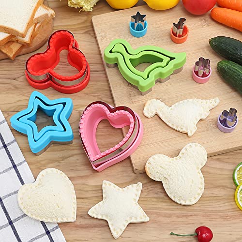 BakingWorld Sandwich Cutter and Sealer Set,14 Pcs Sandwich Maker Bread Cutters DIY Cookie Cutters Fruit Vegetable Cutter Shapes for Kids Boys & Girls Bento Lunch Box with 16 pcs Animal Food Picks - Image 3