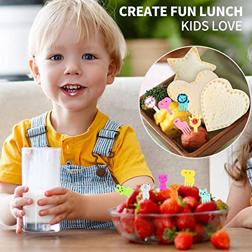 BakingWorld Sandwich Cutter and Sealer Set,14 Pcs Sandwich Maker Bread Cutters DIY Cookie Cutters Fruit Vegetable Cutter Shapes for Kids Boys & Girls Bento Lunch Box with 16 pcs Animal Food Picks - Image 2