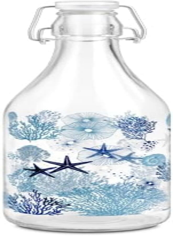 Decover LELLA Bottle, CORAL Design, Premium Reusable Glass Water Bottle, 500ml Capacity