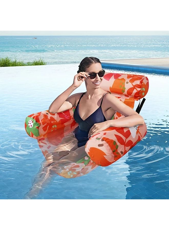 Foldable Inflatable Water Chair Pure Rose Red Portable for Adults Summer Fun - Image 5