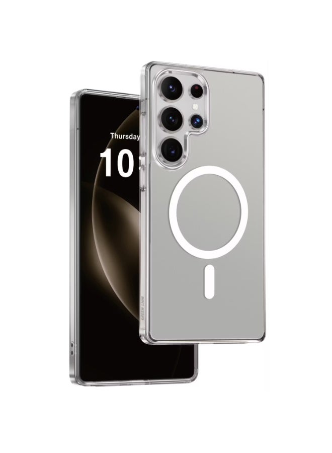 راكسوم جراب MagSafe Crystal Clear لهاتف Samsung Galaxy S25 Ultra بتقنية PC Hybrid، قبضة مريحة، حماية من السقوط، مغناطيس قوي، حافة مضادة للخدش - شفاف - Image 1