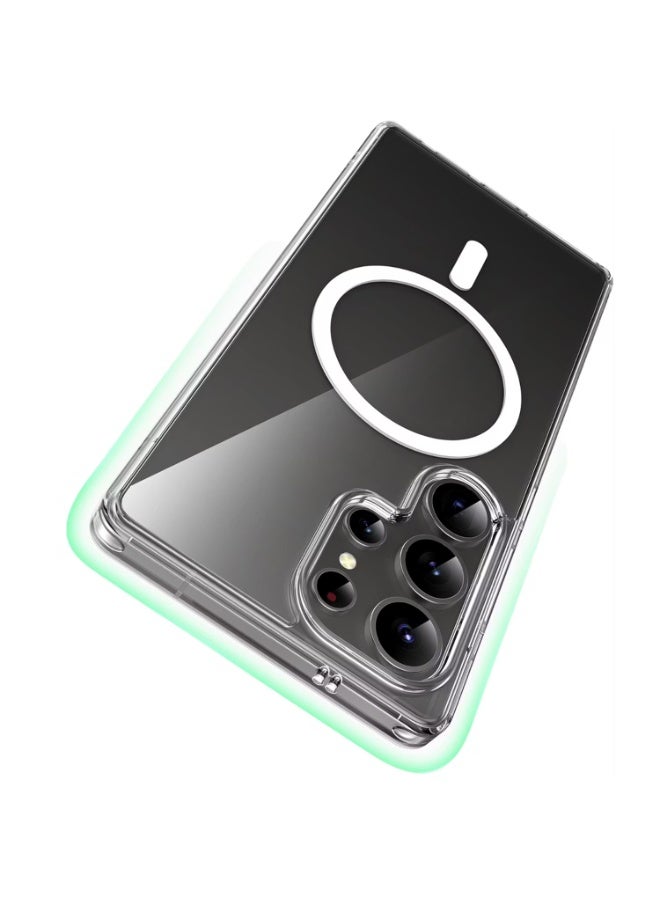 راكسوم جراب MagSafe Crystal Clear لهاتف Samsung Galaxy S25 Ultra بتقنية PC Hybrid، قبضة مريحة، حماية من السقوط، مغناطيس قوي، حافة مضادة للخدش - شفاف - Image 5