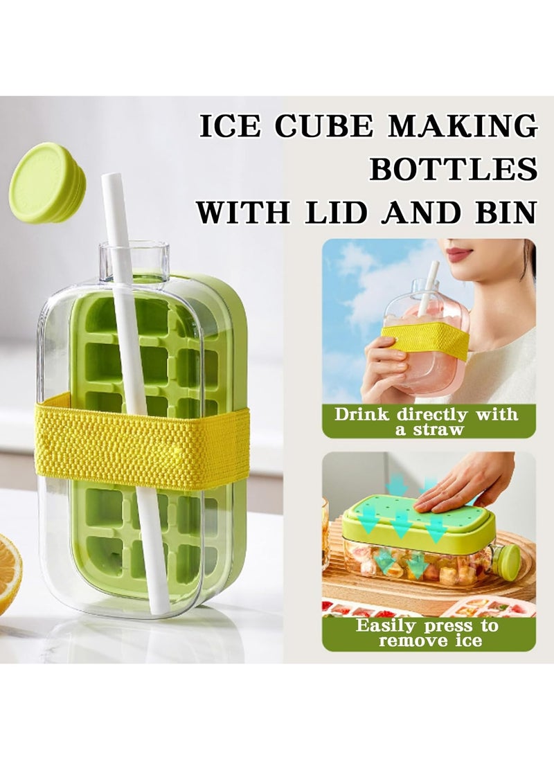 2 in 1 Creative Water Bottle Ice Cube Cube Tray - Make ice and store water in one, unlock a new experience of cold drinks!  Suitable for home refrigerator, car refrigeration, fitness hydration, etc.  (800ML)