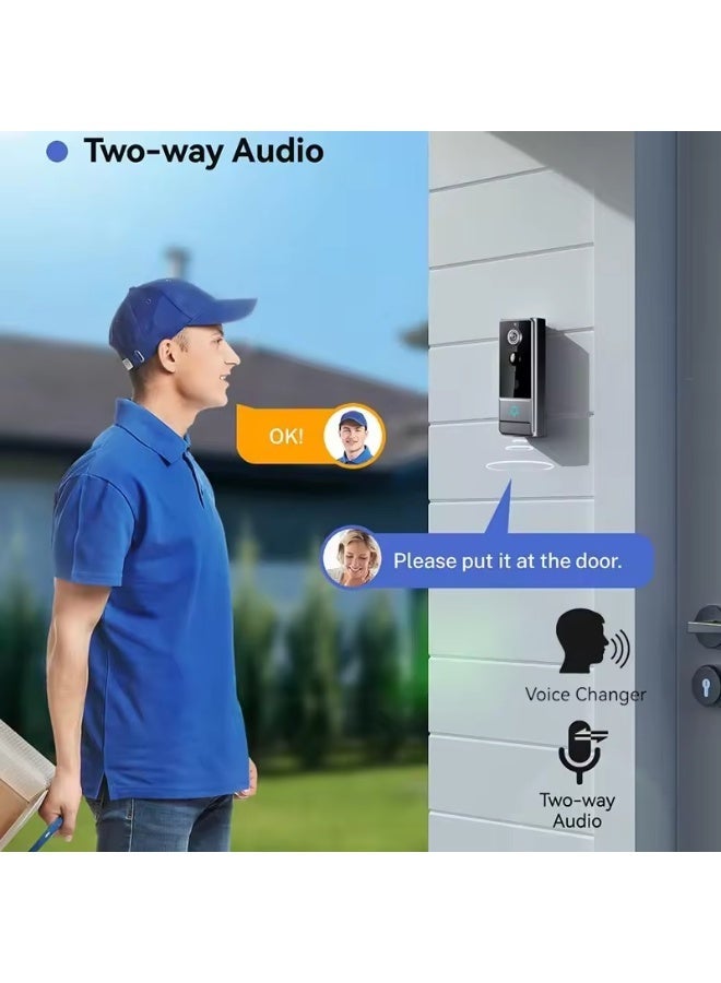 Tuya App Doorbell Camera Wireless, Video Doorbell, Smart Doorbell, Human Detection with PIR Sensor, Real Time Notifications, 2.4G Wi-Fi, 1080P HD Night Vision, Voice Changer, 2-Way Audio, 4000mah Rechargeable Battery - Image 4