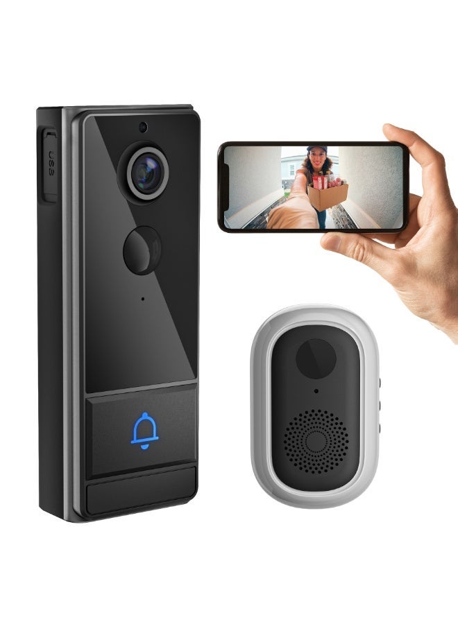 Tuya App Doorbell Camera Wireless, Video Doorbell, Smart Doorbell, Human Detection with PIR Sensor, Real Time Notifications, 2.4G Wi-Fi, 1080P HD Night Vision, Voice Changer, 2-Way Audio, 4000mah Rechargeable Battery - Image 1