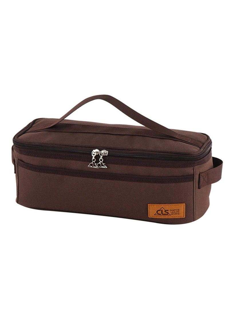 Excefore Camping Travel Cooking Utensils Organizer Travel Bag with Net Pockets, Portable Pouch for BBQ Camp Cookware Kitchen Kit,13x5.1x4.9inch, Oxford Cloth, Nylon, Metal - Image 1