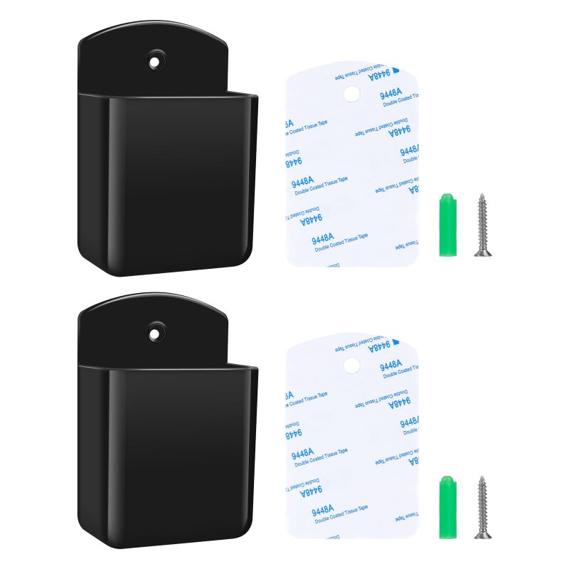 Aecsze 2 PCS Remote Control Holders Wall Mount, Self Adhesive TV Air Conditioner Remote Control Holder, Wall Mount Storage Box Organizer Wall Pen Holder Storage for Home Office School (Black, 2) - Image 1