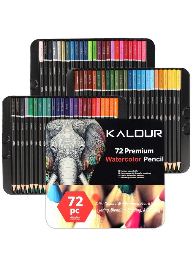 KALOUR Watercolor Pencils Professional Set Of 72 Beautiful Blending Effects With Wet Or Dry Ideal For Coloring Book Water Soluble Pencils For Kids Adults Beginners - Image 1