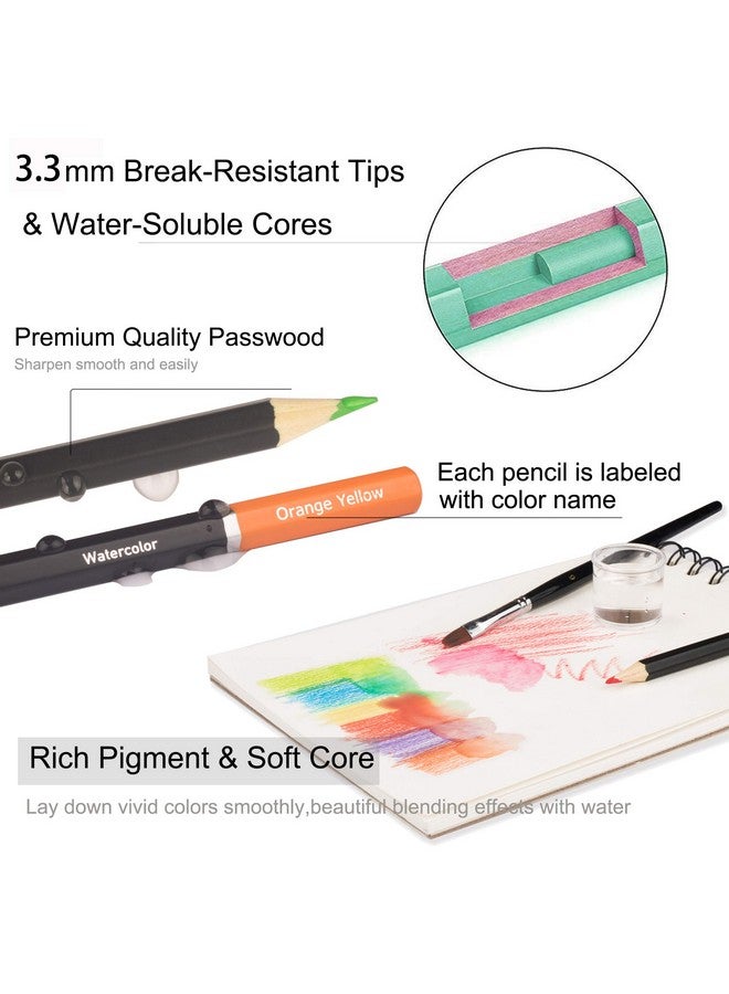 KALOUR Watercolor Pencils Professional Set Of 72 Beautiful Blending Effects With Wet Or Dry Ideal For Coloring Book Water Soluble Pencils For Kids Adults Beginners - Image 3