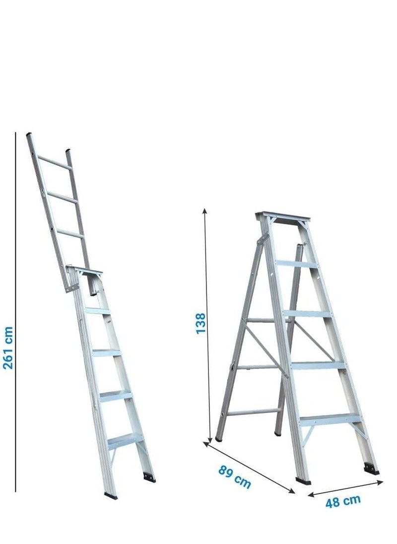 Zamil Dual Purpose Heavy Duty Aluminum Ladder 5 Steps