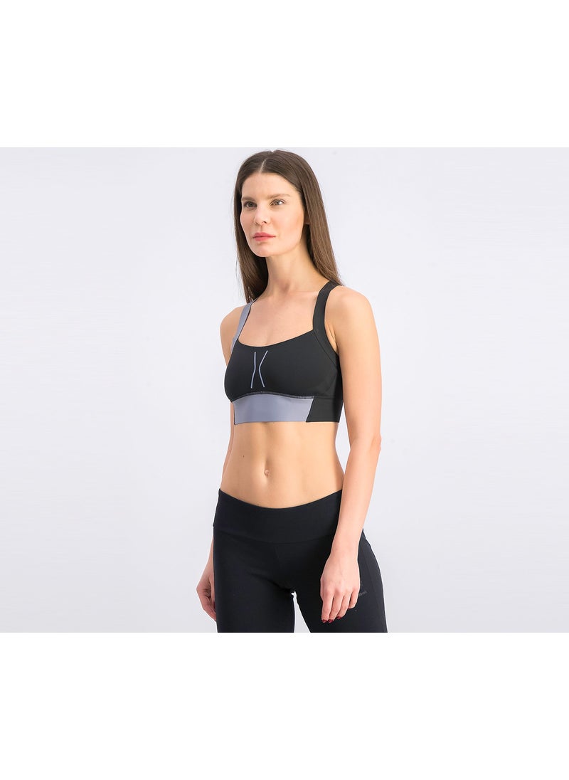Reebok Women Compression Bra, Black and Grey  - Image 1