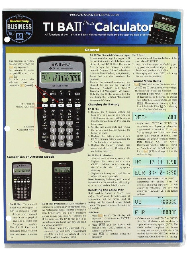 Ti Ba II Plus Calculator: A Quickstudy Laminated Reference Guide - Image 1