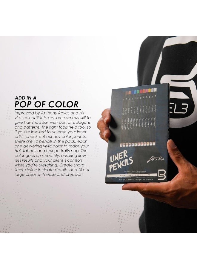 L3 Level 3 Color Liner Pencils - Hair Tattoo, Hairline Outliner and Design Pen - Professional Barber Engraving and Portrait Lining Pencil, Black - Image 3