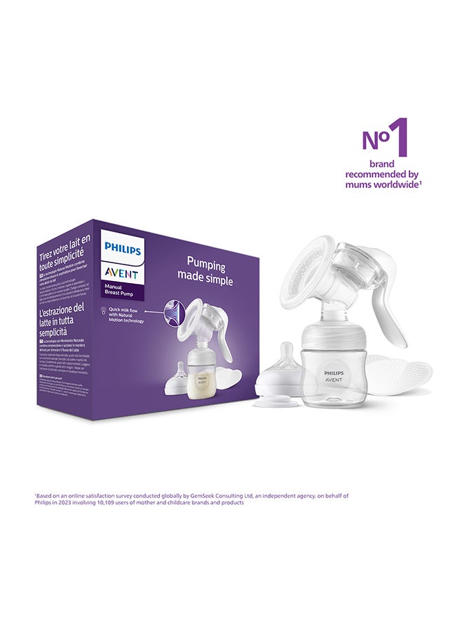 Philips Avent Manual Breast Pump  | No.1 Brand Recommended By Moms Worldwide | Natural Motion Technology For Quicker Milk Flow - Image 1