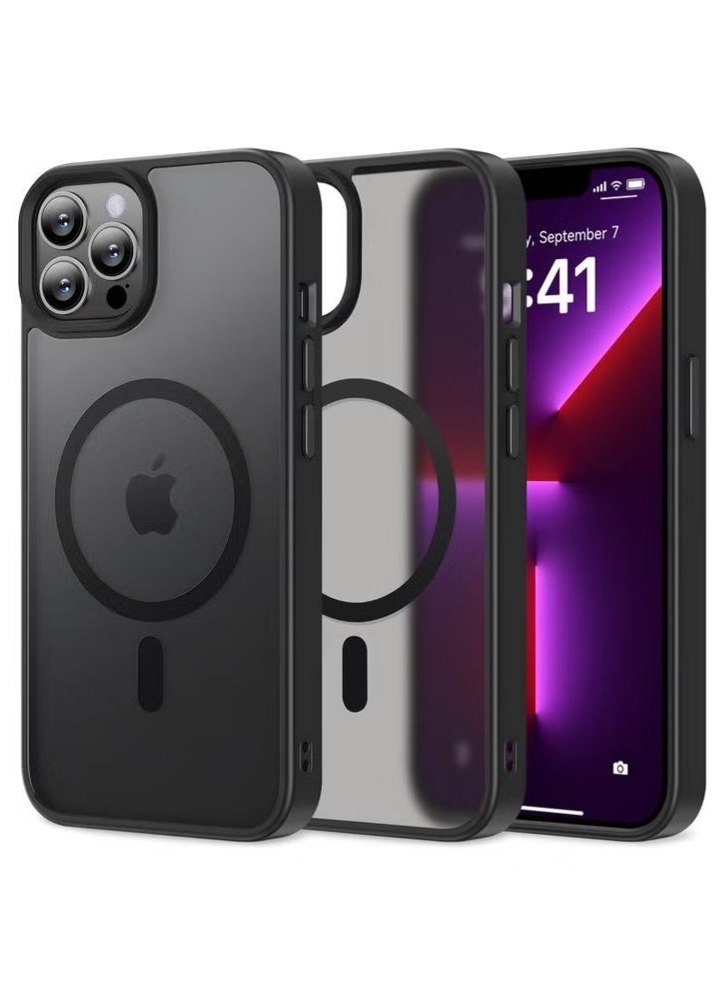 Beauenty iPhone 13 Pro Max MagSafe Case Cover Slim thin Anti-Yellow Shockproof Protection Hard Scratch-Resistant Back Grade Clear Case for Apple iPhone 13 Pro Max - Black - Image 1