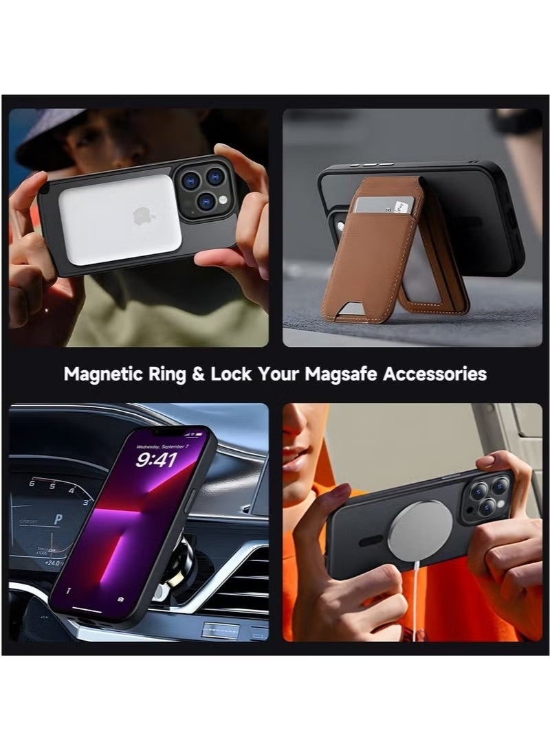 Beauenty iPhone 13 Pro Max MagSafe Case Cover Slim thin Anti-Yellow Shockproof Protection Hard Scratch-Resistant Back Grade Clear Case for Apple iPhone 13 Pro Max - Black - Image 4