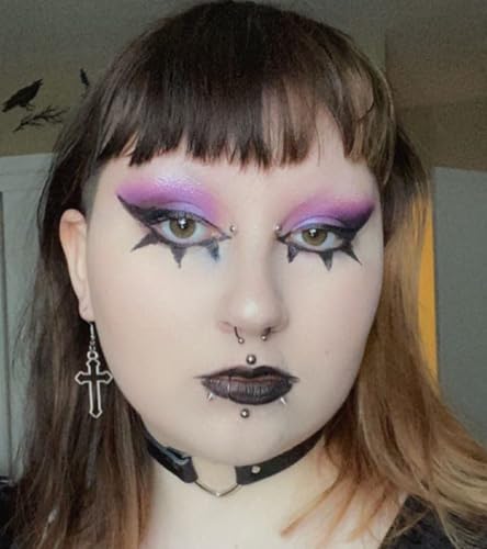 QWALIT Fake Piercings: Nose Ring, Septum, Lip, Ball Spikes, Labret Stud, Nose Stud, Stick-on Eyebrow, Snake Bites - Silver Black - Image 3