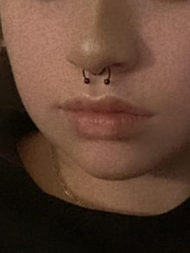 QWALIT Fake Piercings: Nose Ring, Septum, Lip, Ball Spikes, Labret Stud, Nose Stud, Stick-on Eyebrow, Snake Bites - Silver Black - Image 5