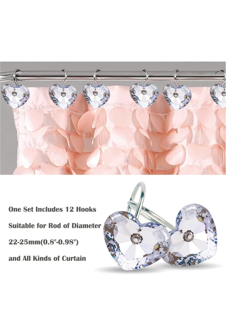 Clear Shower Curtain Hooks Rust Proof Shower Hooks for Bathroom Shower Curtain Shower Curtain Rings Metal Decorative Bath Crystal Diamond Shower Curtain Hooks Shower Curtain Decor Gift 12PCS - Image 2