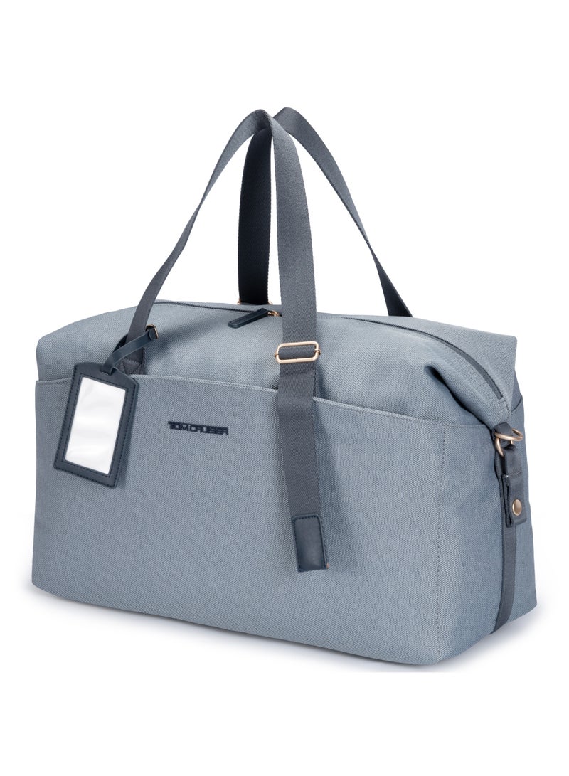 TOM CRUISER 18.7-Inch Urban Duffle Bag, Water-Resistant Polyester Weekender & Gym Bag with Front/Back Pockets, Internal Mesh Organizers, Adjustable Shoulder Strap & Luggage Tag, Blue Grey - Image 2