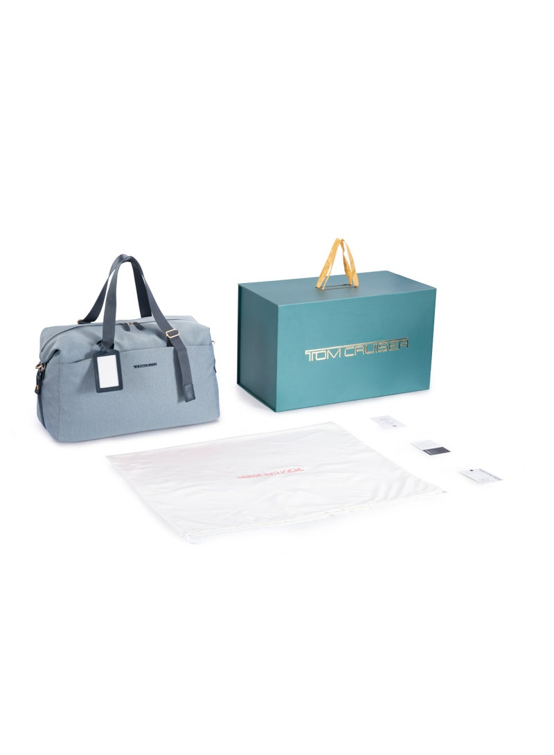 TOM CRUISER 18.7-Inch Urban Duffle Bag, Water-Resistant Polyester Weekender & Gym Bag with Front/Back Pockets, Internal Mesh Organizers, Adjustable Shoulder Strap & Luggage Tag, Blue Grey - Image 3