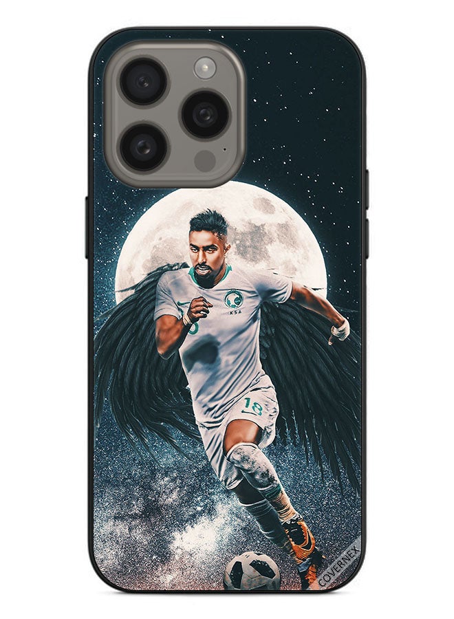 Covernex غطاء حماية لجهاز آبل آيفون 15 برو ماكس سالم الدوسري يحمل كرة القدم - Image 1