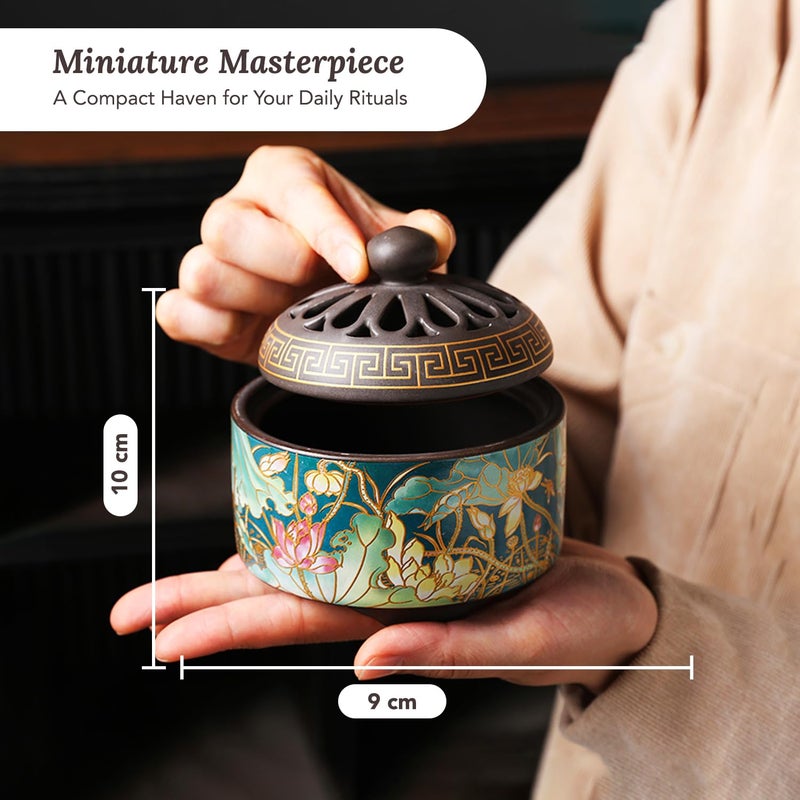 Ekhasa Ceramic Dhoop Dani Loban Burner Holder Stand for Home Dhup Kapoor Dani for Puja Sambrani Dhoop Holder Dhuni Burner Samrani Dhoop Batti Stand for Pooja Dhup Stand Incense Oud Burner - Image 2
