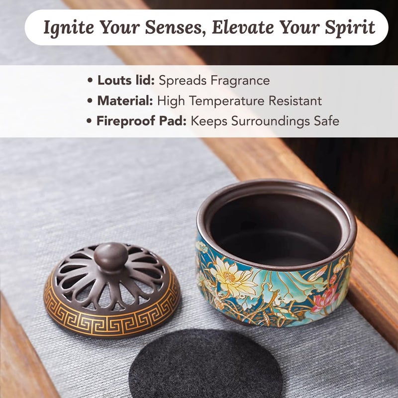 Ekhasa Ceramic Dhoop Dani Loban Burner Holder Stand for Home Dhup Kapoor Dani for Puja Sambrani Dhoop Holder Dhuni Burner Samrani Dhoop Batti Stand for Pooja Dhup Stand Incense Oud Burner - Image 5