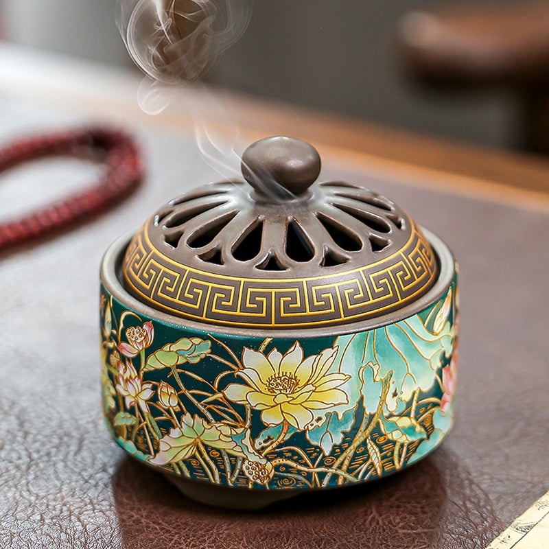 Ekhasa Ceramic Dhoop Dani Loban Burner Holder Stand for Home Dhup Kapoor Dani for Puja Sambrani Dhoop Holder Dhuni Burner Samrani Dhoop Batti Stand for Pooja Dhup Stand Incense Oud Burner - Image 1