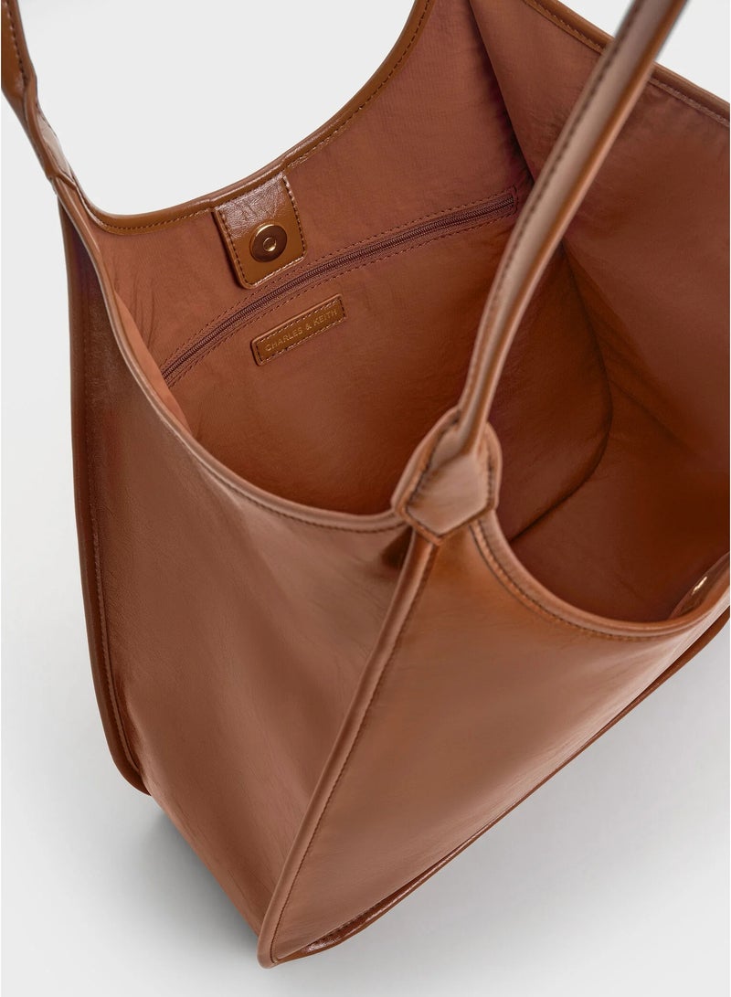 Charles & Keith Siana Metallic Crinkle Effect Slouchy Tote Bag - Image 5